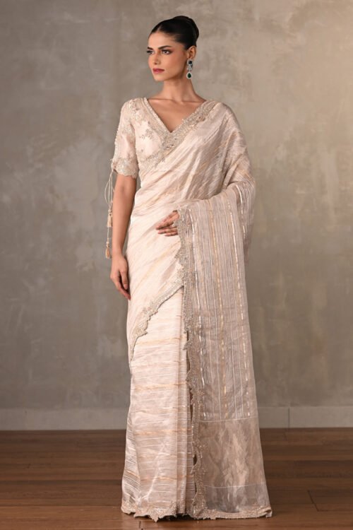 Cream Tissue Silk Saree