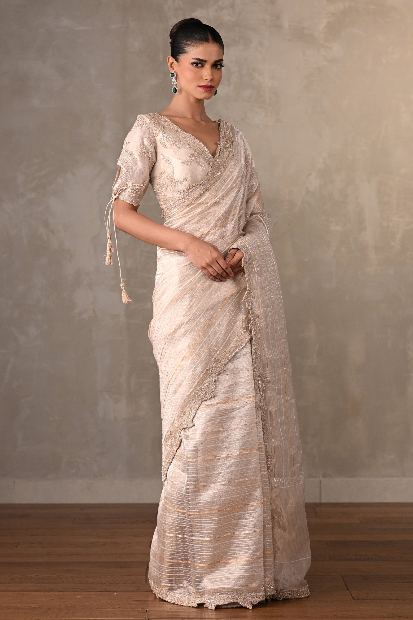 Cream Tissue Silk Saree