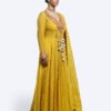 Mustard Floral Embroidered Anarkali