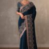 Navy Blue Crepe Saree