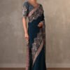 Navy Blue Crepe Saree