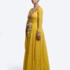 Mustard Floral Embroidered Anarkali