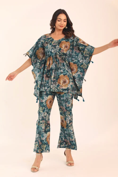 Floral Print Western Crop Top and Pant Set