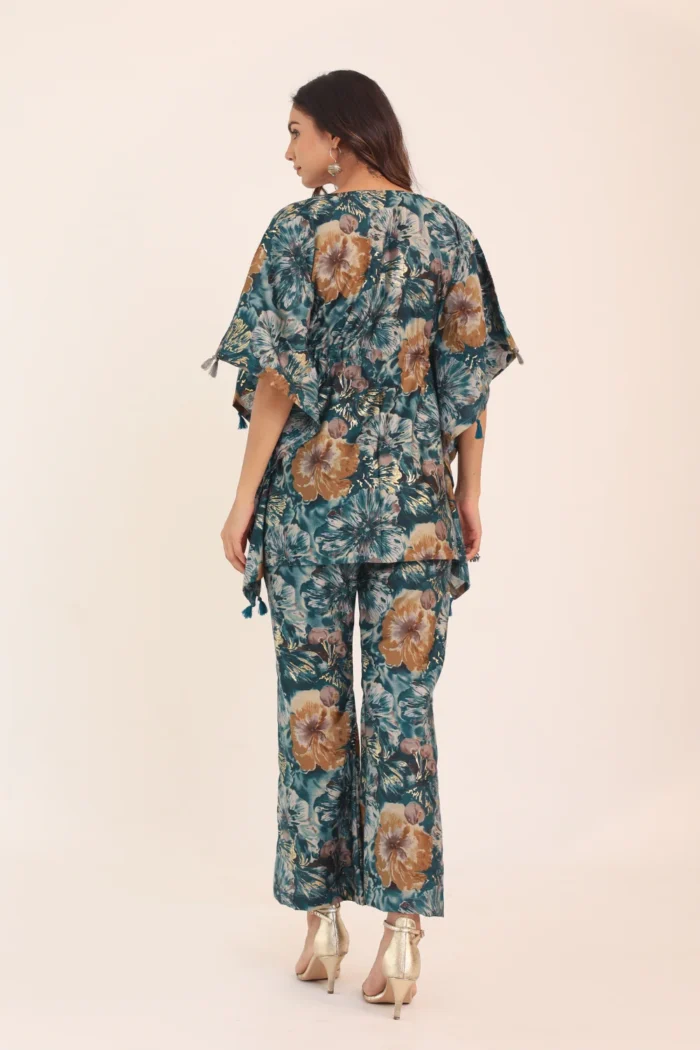 Floral Print Western Crop Top and Pant Set