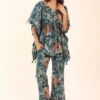 Floral Print Western Crop Top and Pant Set