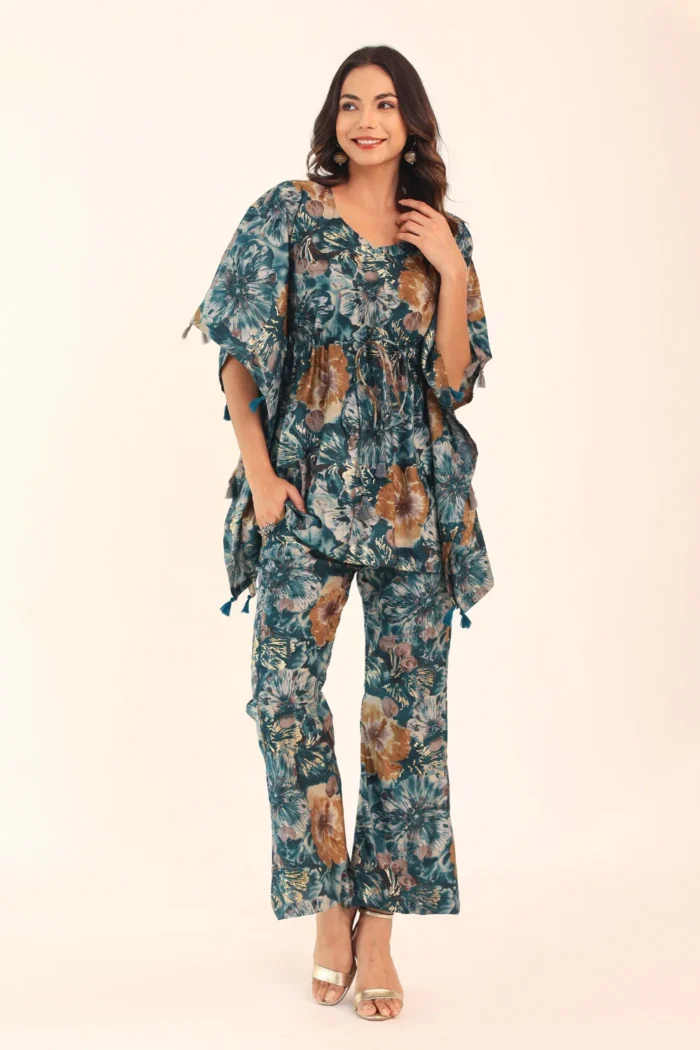 Floral Print Western Crop Top and Pant Set