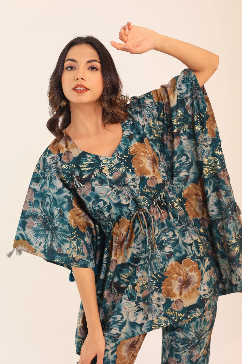 Floral Print Western Crop Top and Pant Set