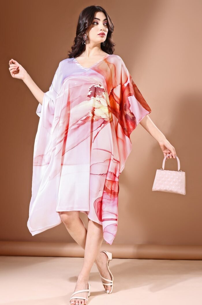 Rose Garden Soft Satin Short Kaftan