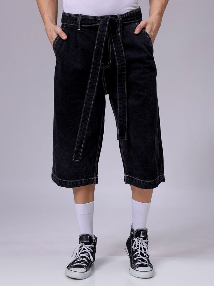 Men's Black Loose Fit Solid Casual Jeans