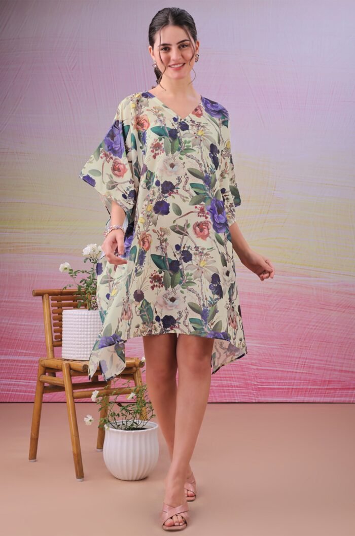 Dreamy Oasis Muslin Cotton Short Kaftan Dress