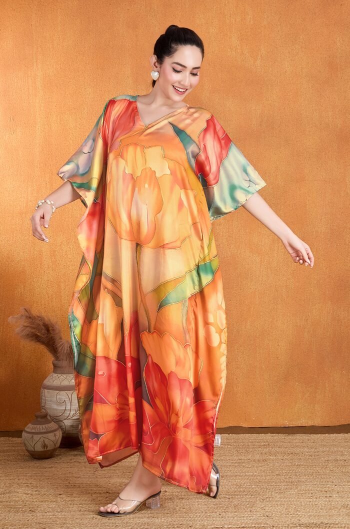 Autumn Spark Soft Satin Kaftan