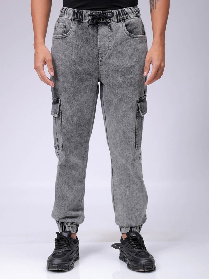 Men's Grey Regular Fit Solid Street Wear Jeans