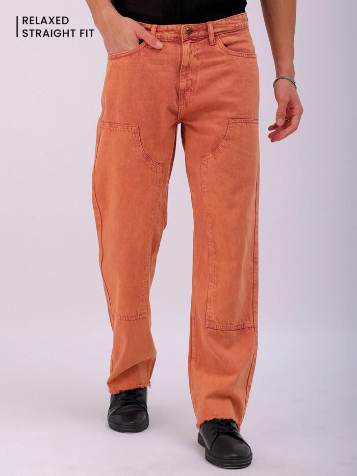 Men's Baked Clay Relaxed Fit Solid Casual Jeans