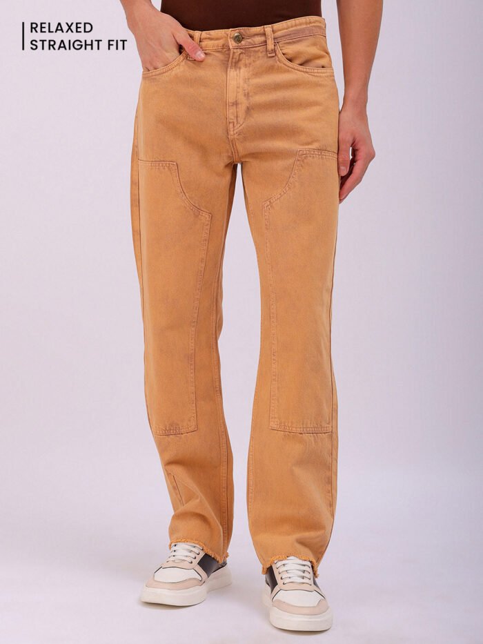 Men's Cinnamon Swirl Relaxed Fit Solid Casual Jeans