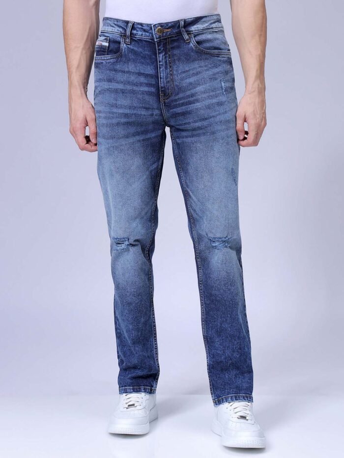 Men's Blue Slim Fit Solid Casual Jeans