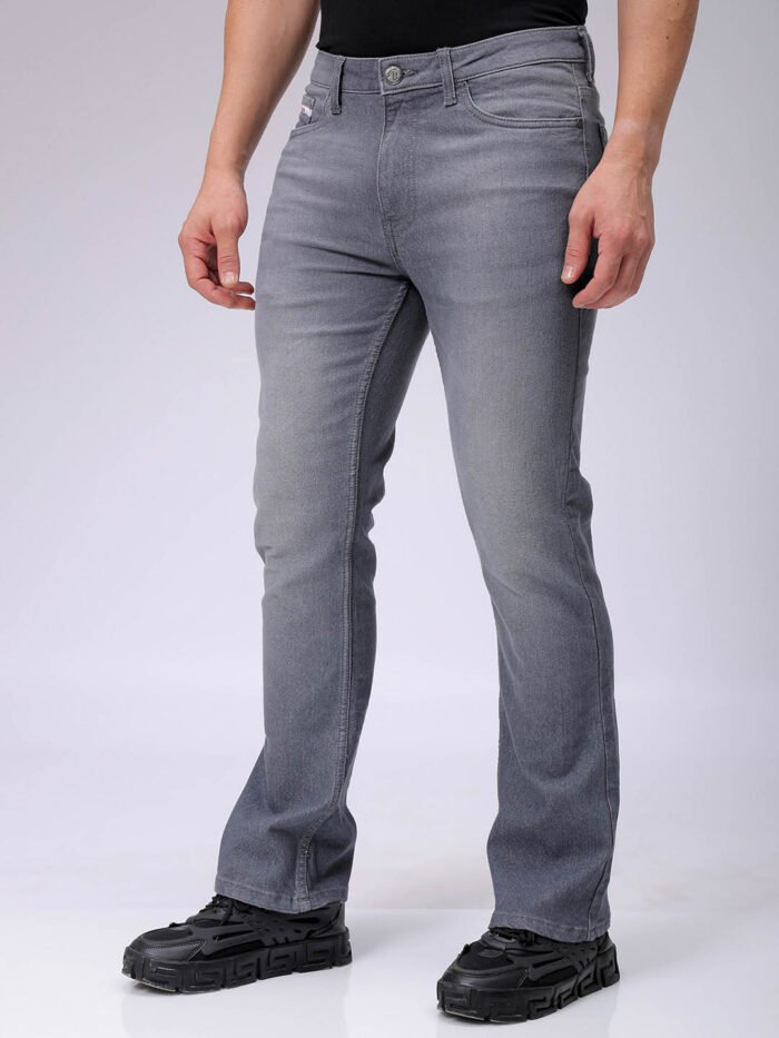Men's Grey Slim Fit Solid Casual Jeans