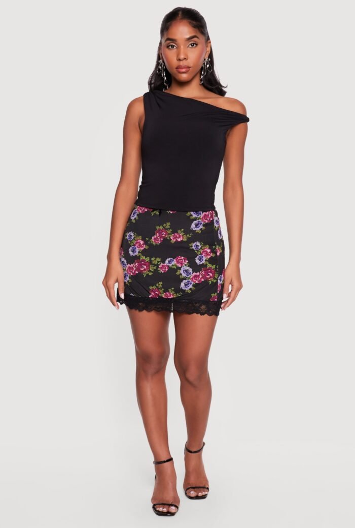 Lace Trim Mini Skirt