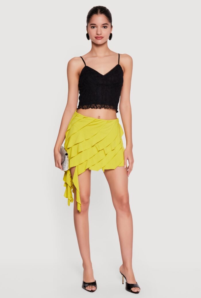 Asymmetrical Ruffle Tiered Mini Skirt