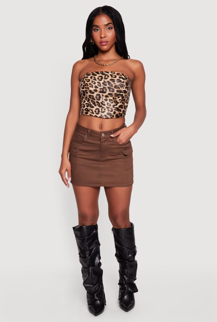 Solid Twill Cargo Skirt