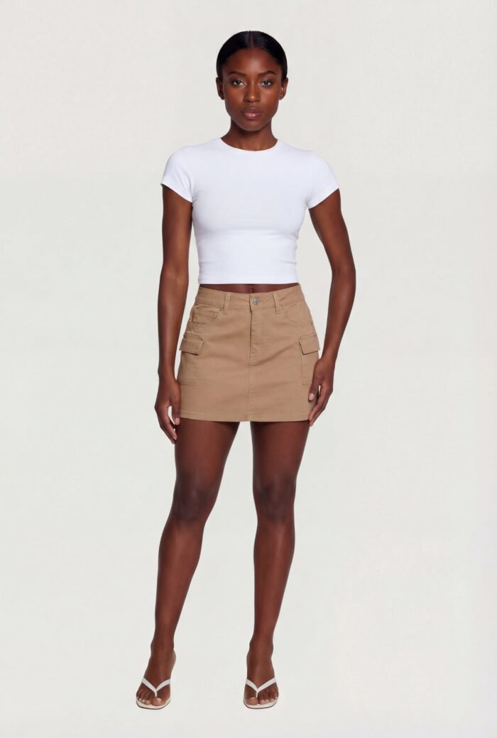 Solid Twill Cargo Skirt