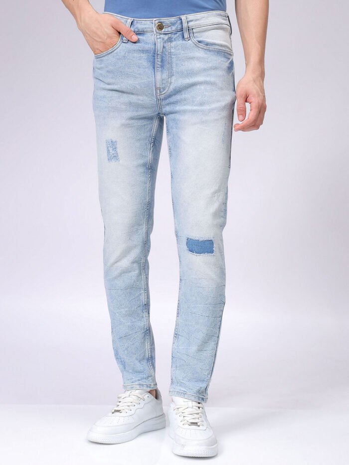 Men's Blue Slim Fit Solid Casual Jeans