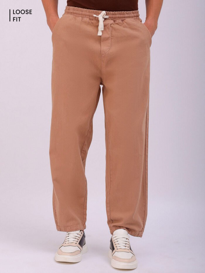 Men's Almondine Loose Fit Solid Street Wear Jeans