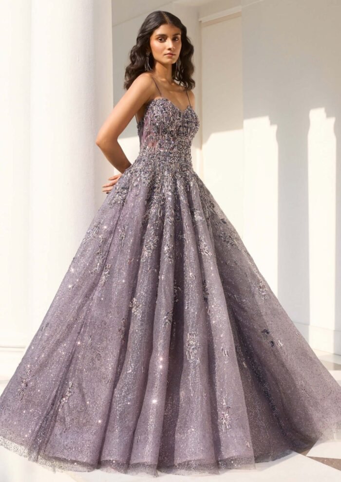 Tahel mauve cocktail gown