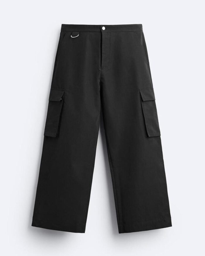Men Wide Fit Black Cargo Trouser
