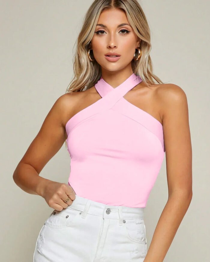 Prism Pink Halter Neck Top for Women