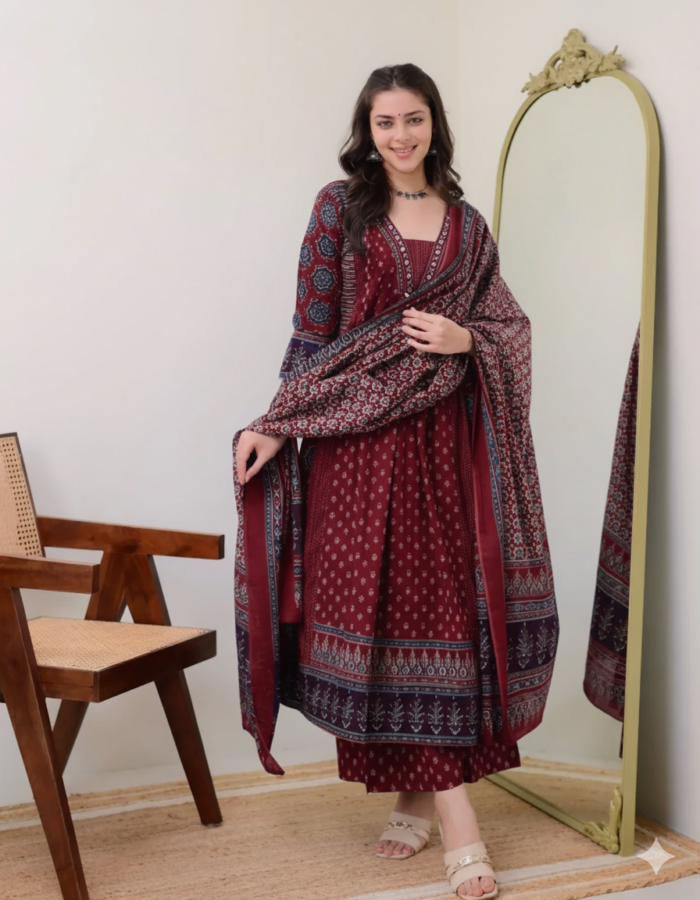 Women's Viscose Printed Kurta And Pant Set With Dupatta