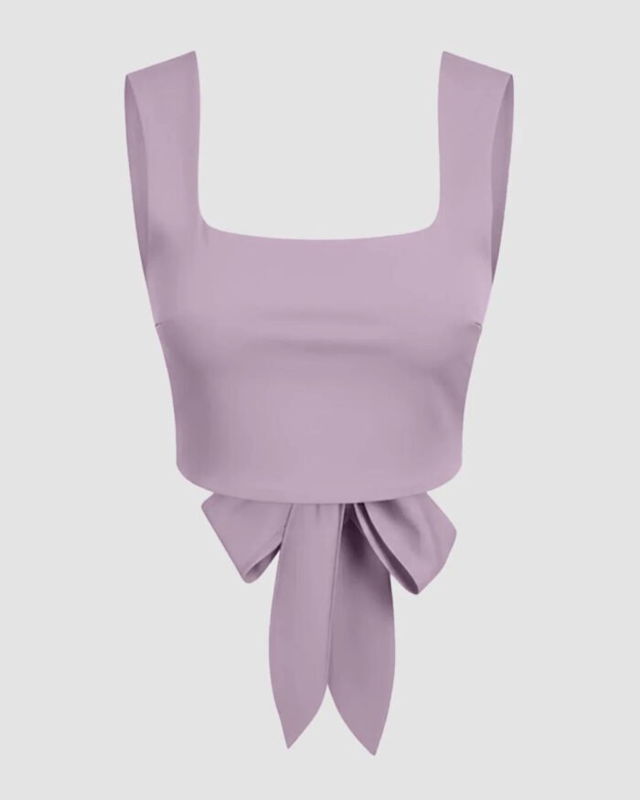 Round neckline Solid Active Tank Top in Lilac