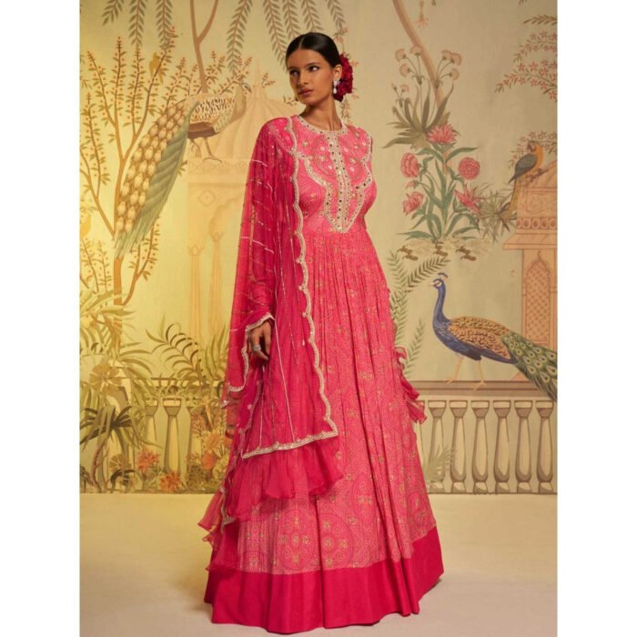 Hello Hi Rani Bhandini Anarkali Kurta and Dupatta Pink (Set of 2)