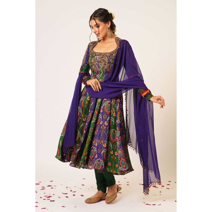Hello Hi Blue Tara Anarkali with Churidar and Dupatta (Set of 3)