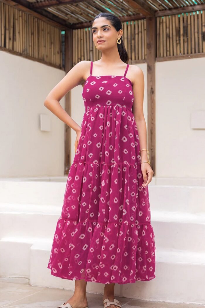 Women's Magenta Beautiful Faux Georgett Ethnic Festive Wear Girlie Gown
