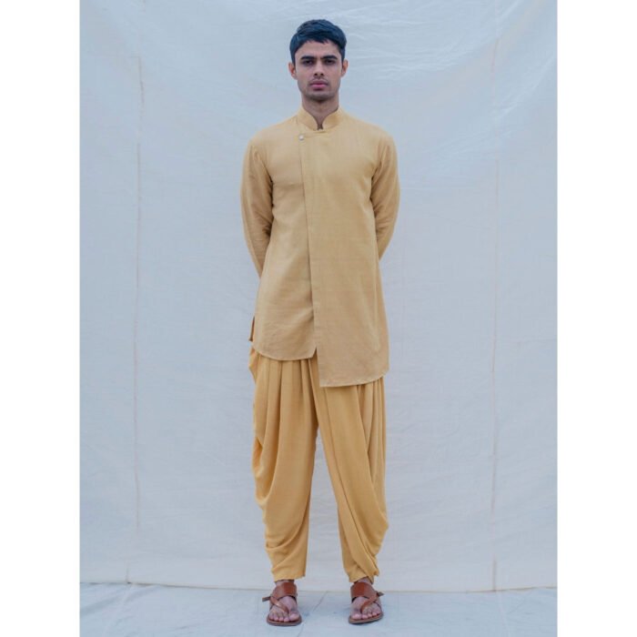 Hello Hi Beige Gold Kurta With Pajama (Set of 2)