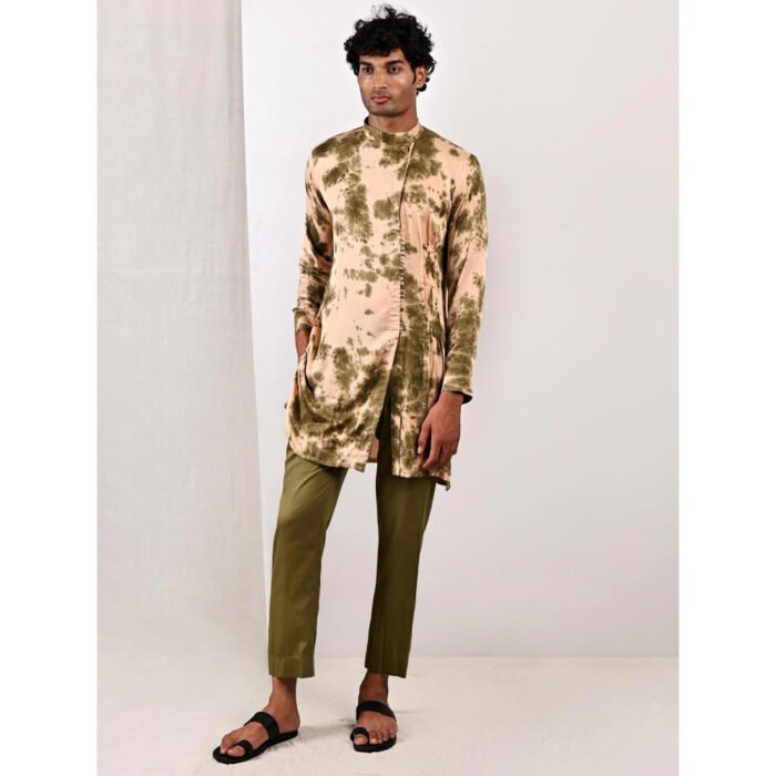 Hello Hi Dylan Beige and Green Tie Dye Kurta (Set of 2)