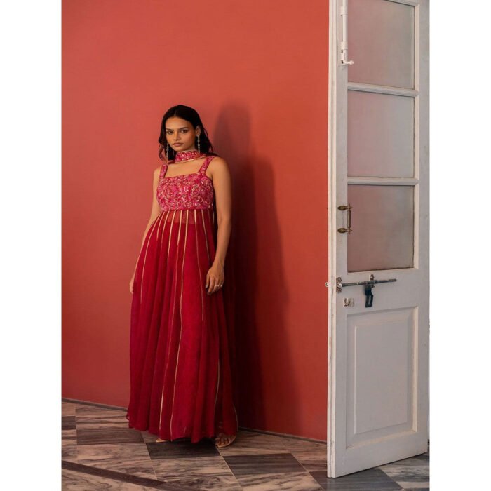 Hello Hi Pink Mandala Anarkali & Pants with Choker Dupatta (Set of 3)
