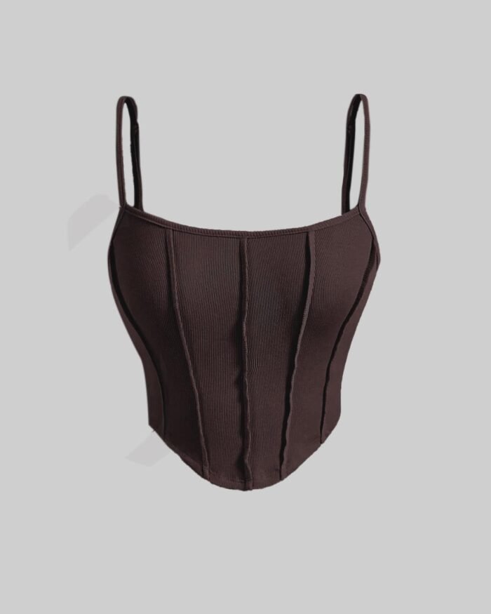 Corset Style Basic Top In Chocolate Fondae