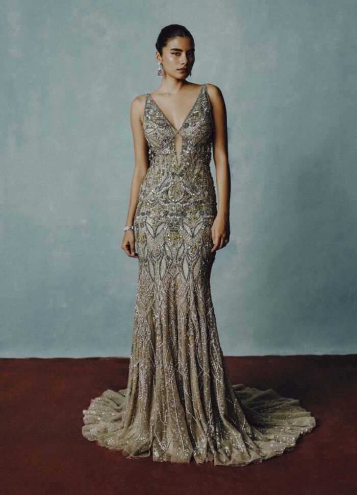 Gilded stellar embellished gown