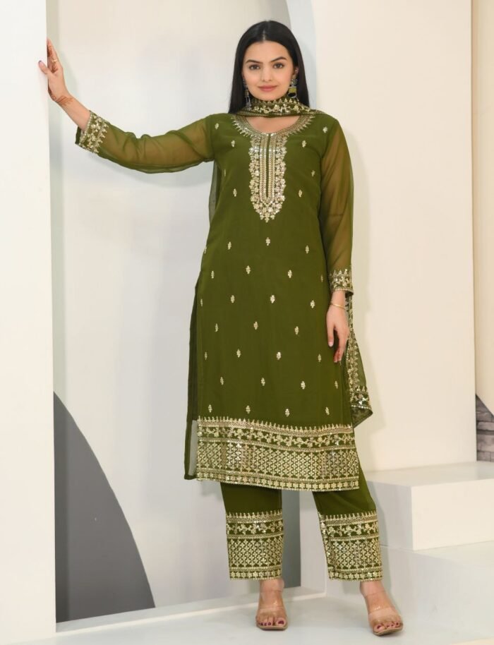 Women's Designer Fox Georgette Pakistani Suit With Embroidered Work
