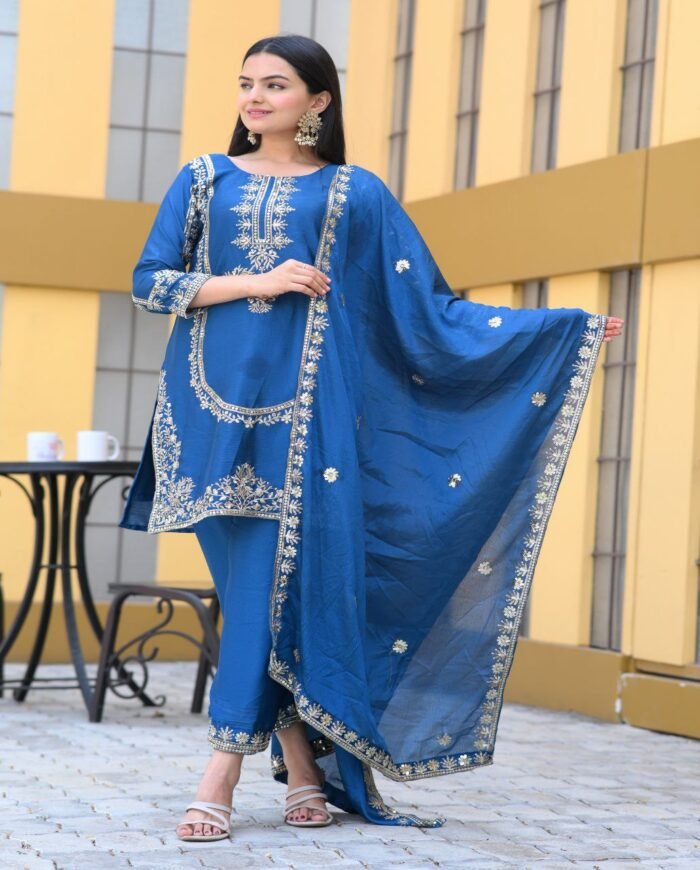 Women's Designer CHINON Pakistani Suit With Sequence Embroidered Work