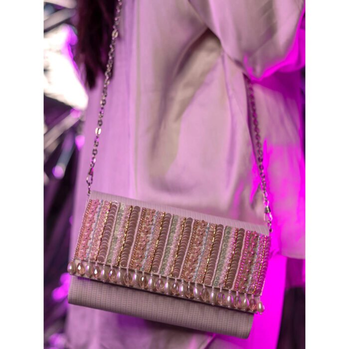 Hello Hi Shyla White Handheld Embellished Clutch Bag for Women