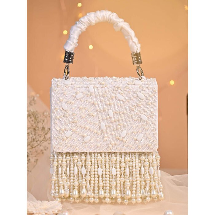 Hello Hi Samara White Embellished Clutch Bag for Women