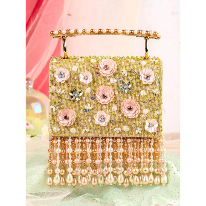 Hello Hi Firdaus Gold Embellished Clutch Bag for Women