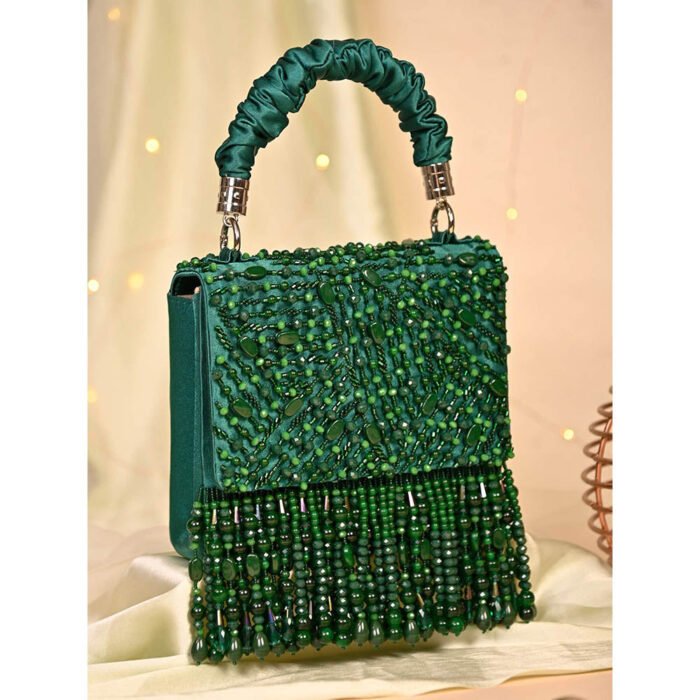 Hello Hi Samara Green Embellished Clutch Bag for Women