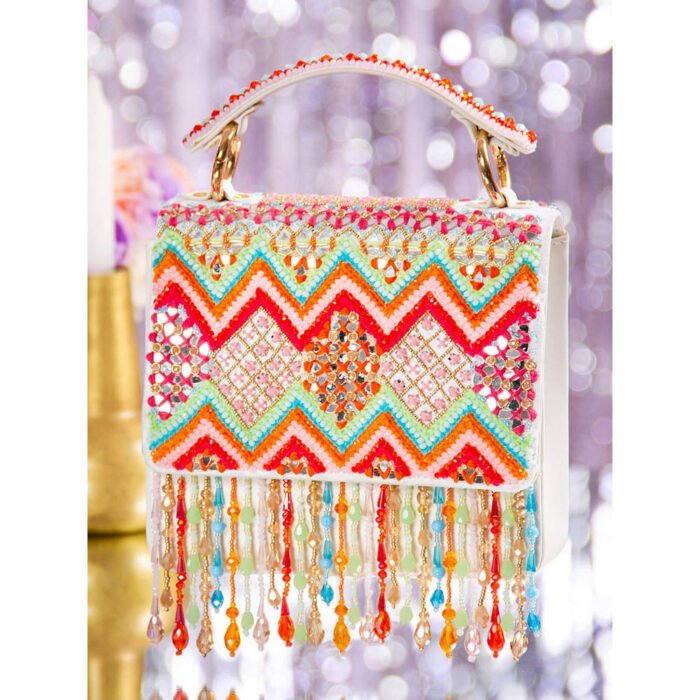 Hello Hi Rangrez Multi-Color Embellished Clutch Bag for Women
