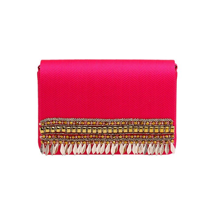 Hello Hi Spider Lily Pink Embellished Clutch Bag for Women