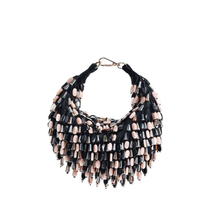 Hello Hi Elly Black Suede Embellished Hobo Bag