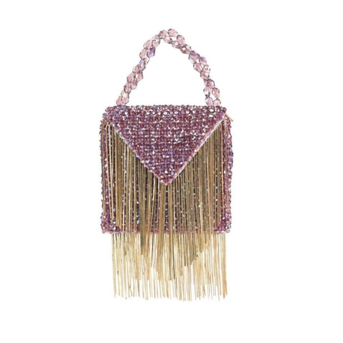 Hello Hi Natali Purple Embellished with Gold Chain Mini Handbag