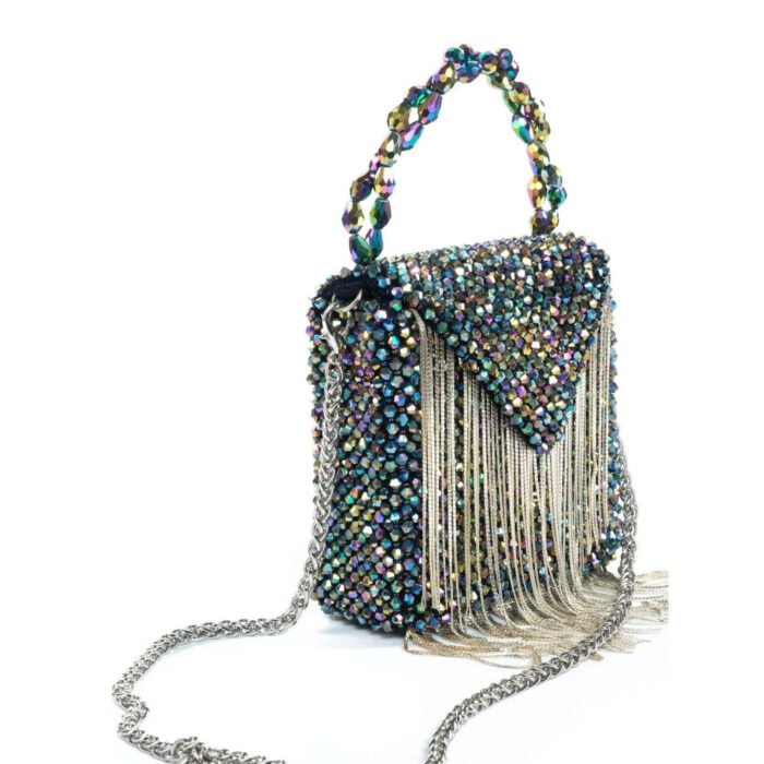 Hello Hi Natali Multi Embellished with Silver Chain Mini Handbag